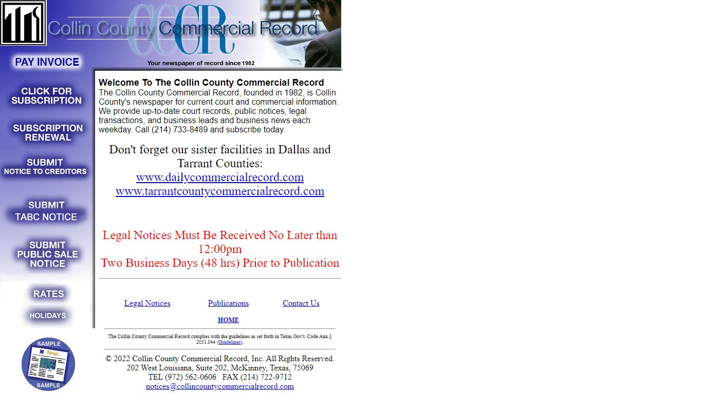 The Collin County Commercial Record Newspaper with up-to-date court ...