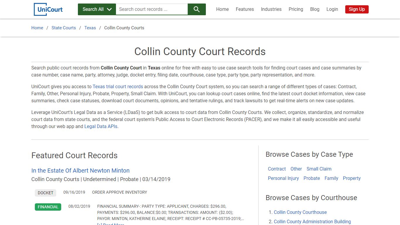Collin County Court Records | Texas | UniCourt